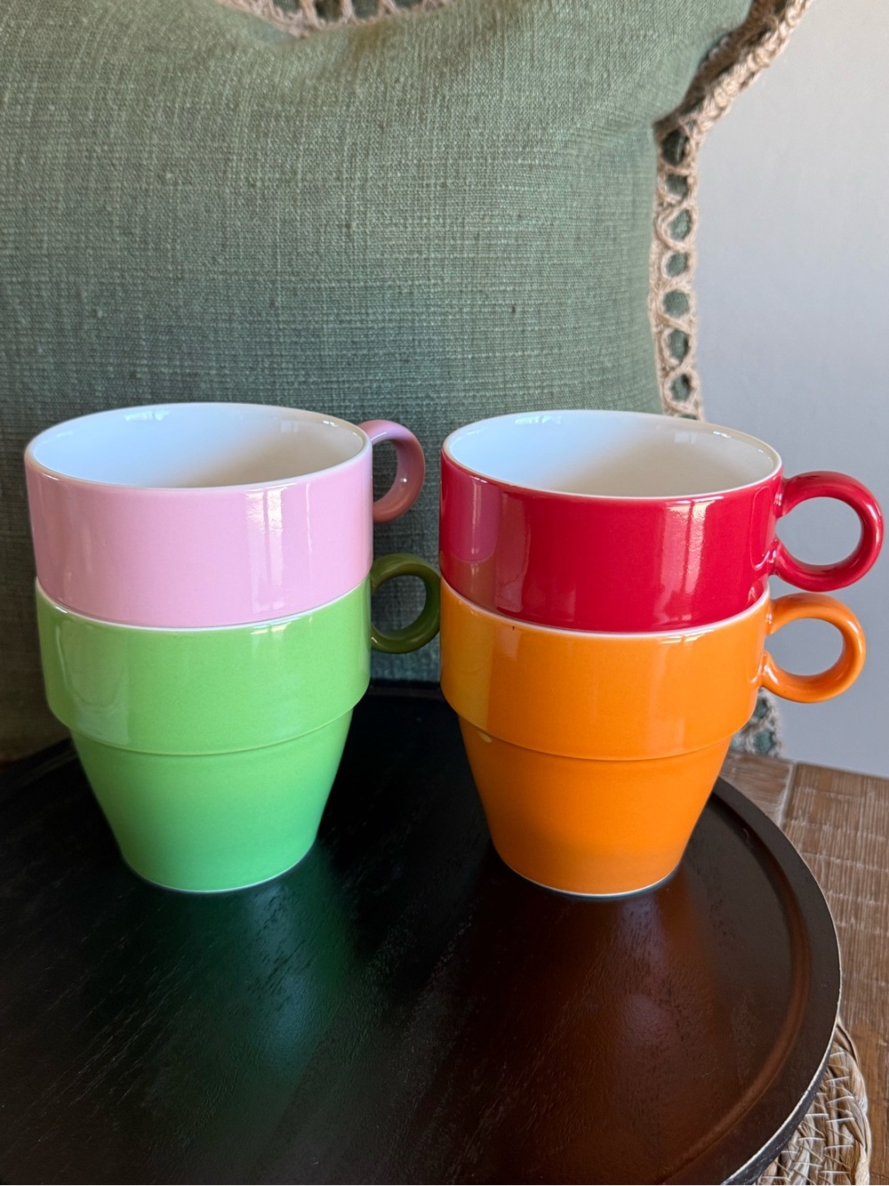 Japan Hasami Porcelain Common Stacking Coffee Mug Set 4 Multicolor Minimalist